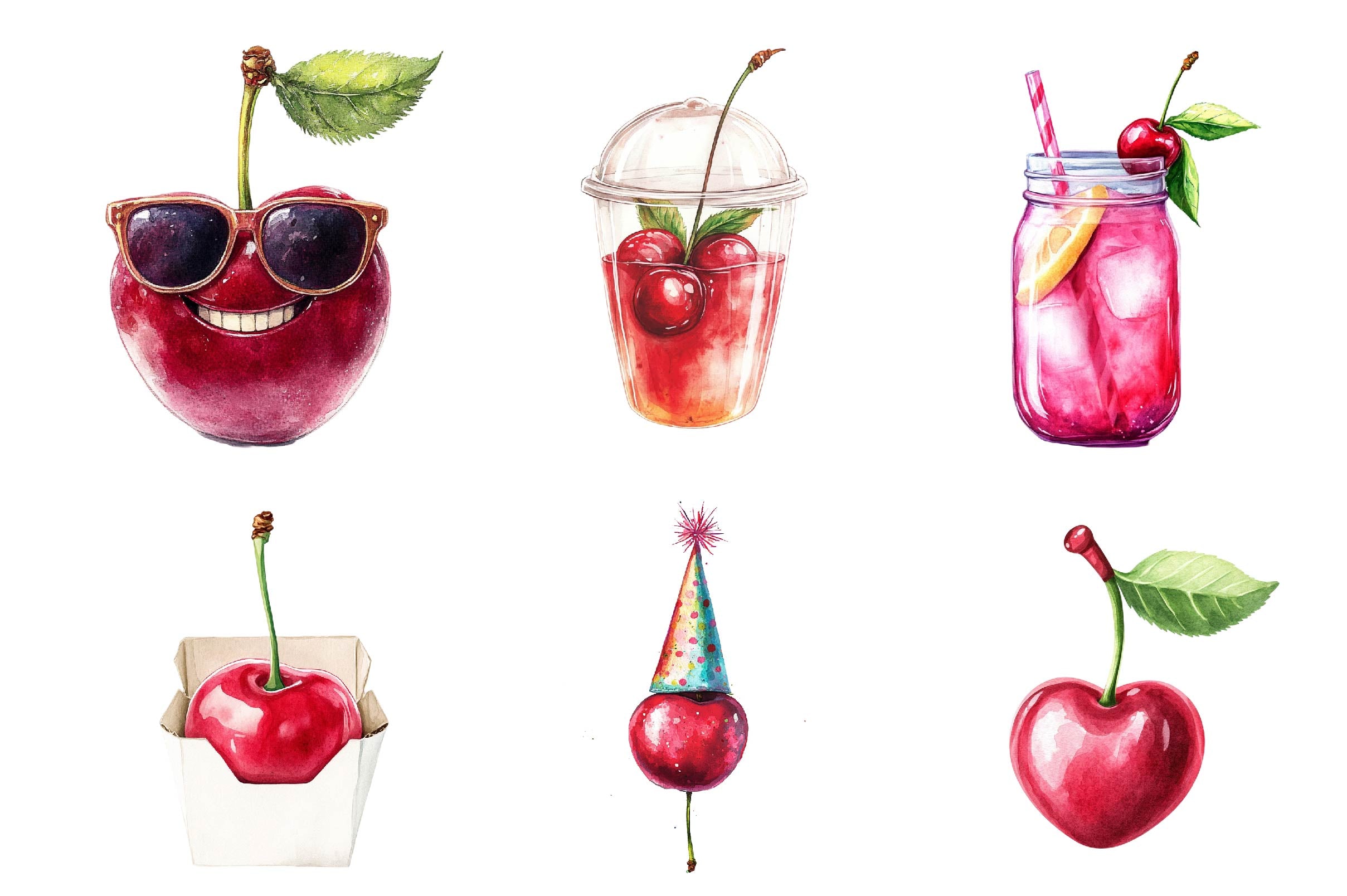 Cherry Cute Clipart Bundle - CraftNest - Digital Crafting and Art