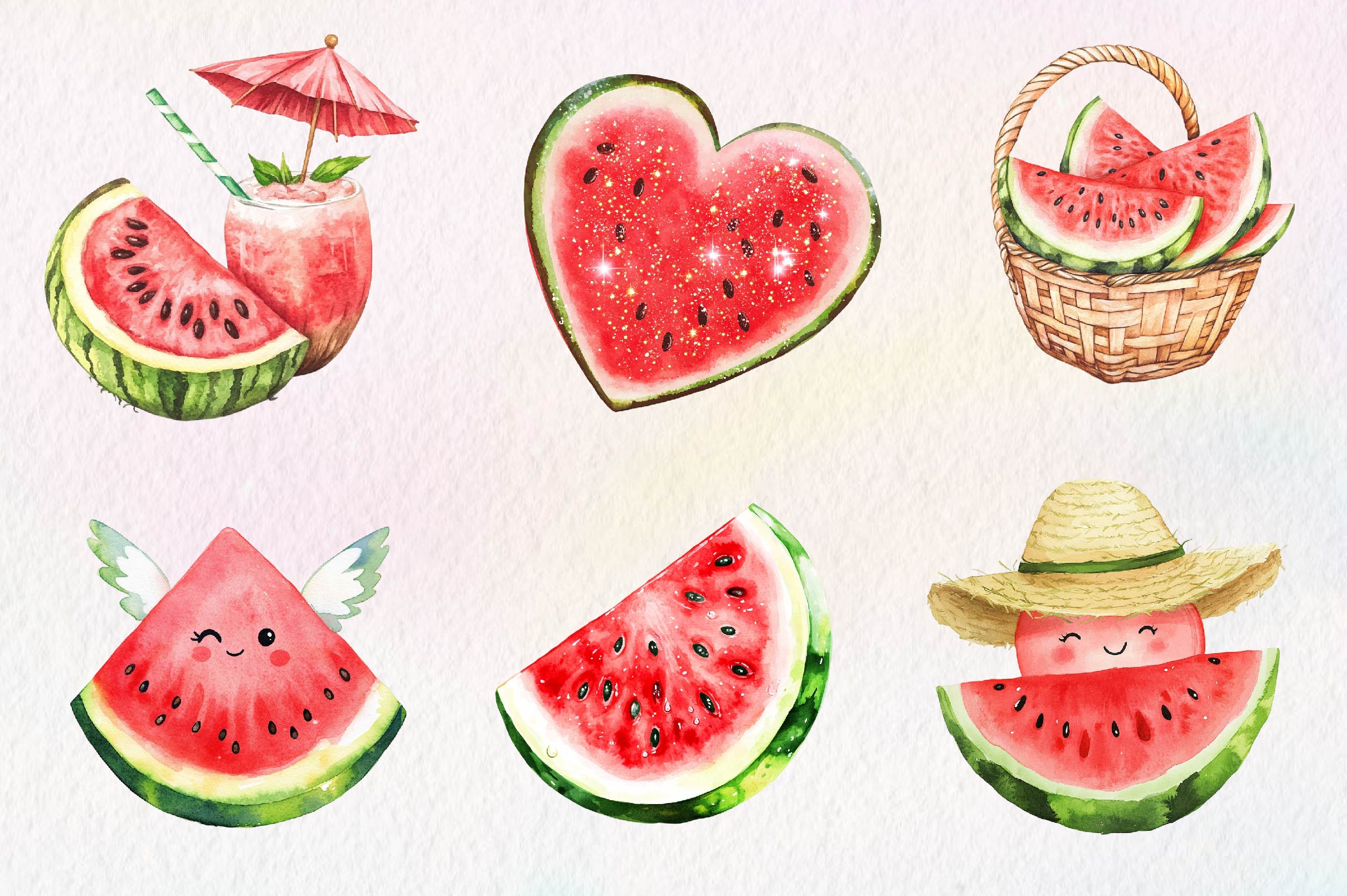 Summer Watermelon Clipart Bundle 1 - CraftNest - Digital Crafting and Art