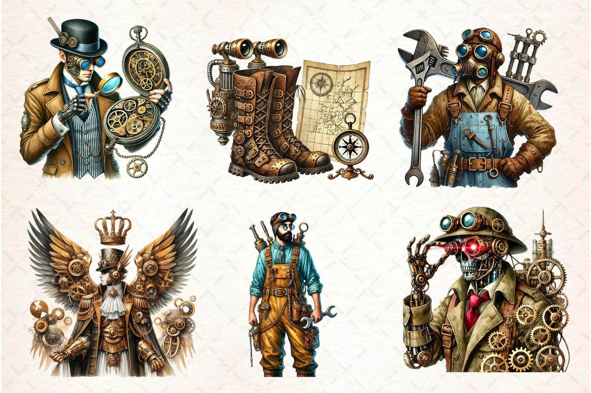 Steampunk Character Clipart Bundle - CraftNest - Digital Crafting and Art