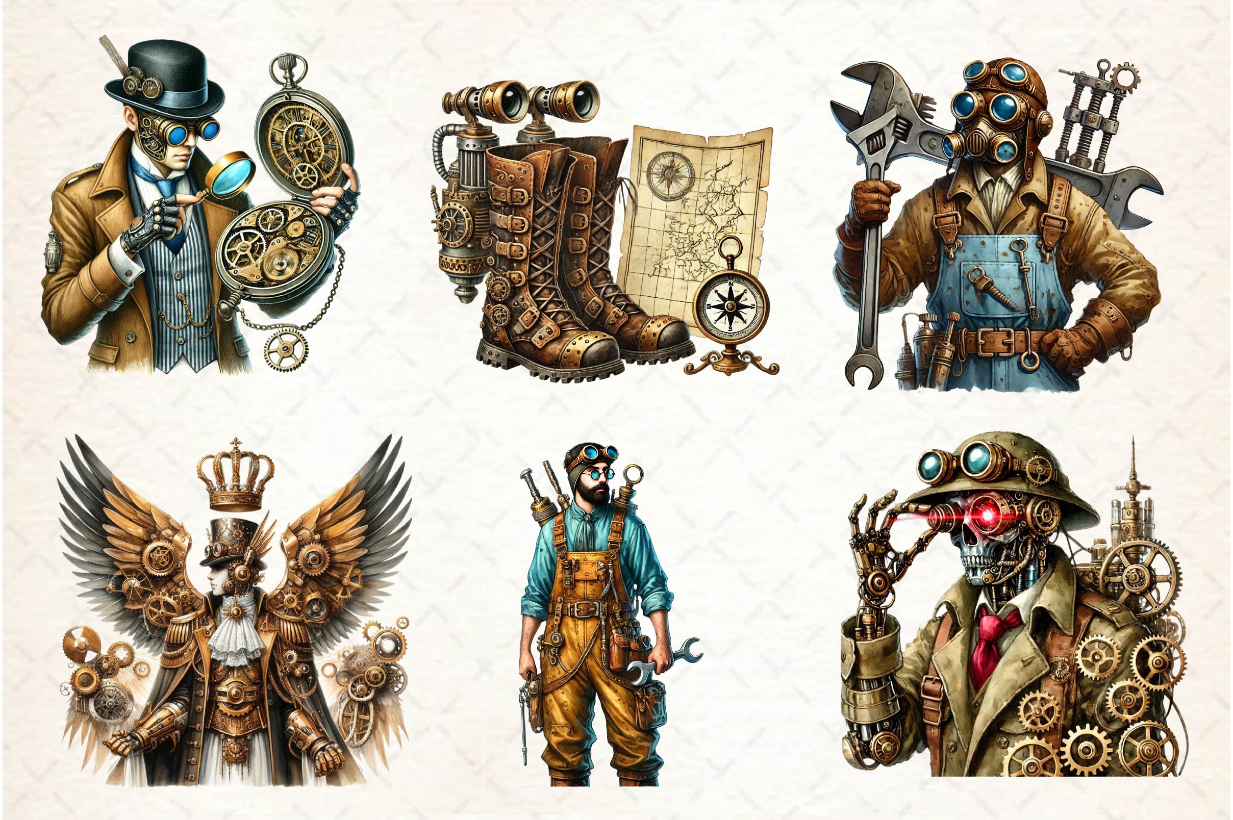 Steampunk Character Clipart Bundle - CraftNest - Digital Crafting and Art
