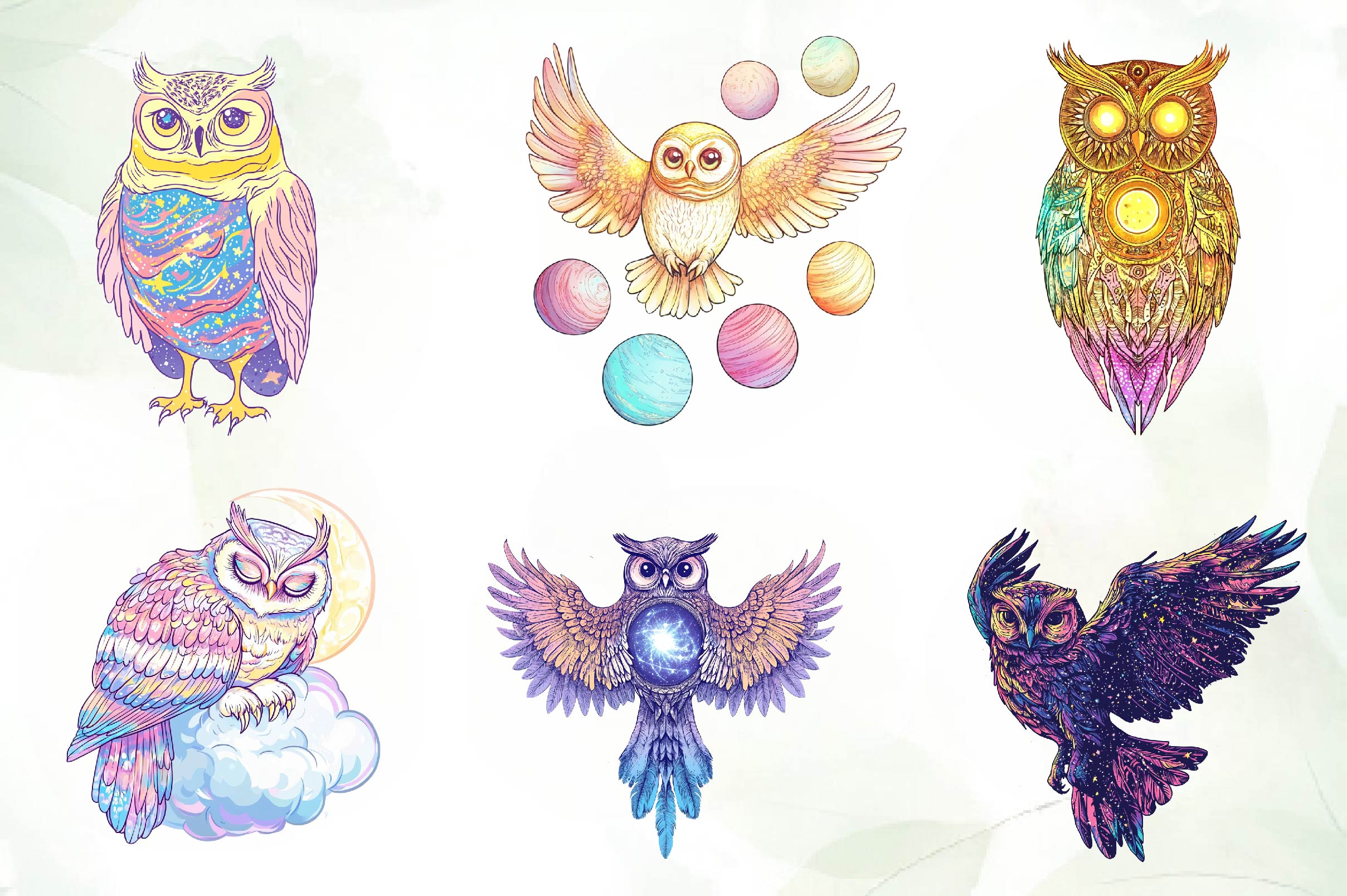 Cute Celestial Owl Clipart Bundle - CraftNest - Digital Crafting and Art