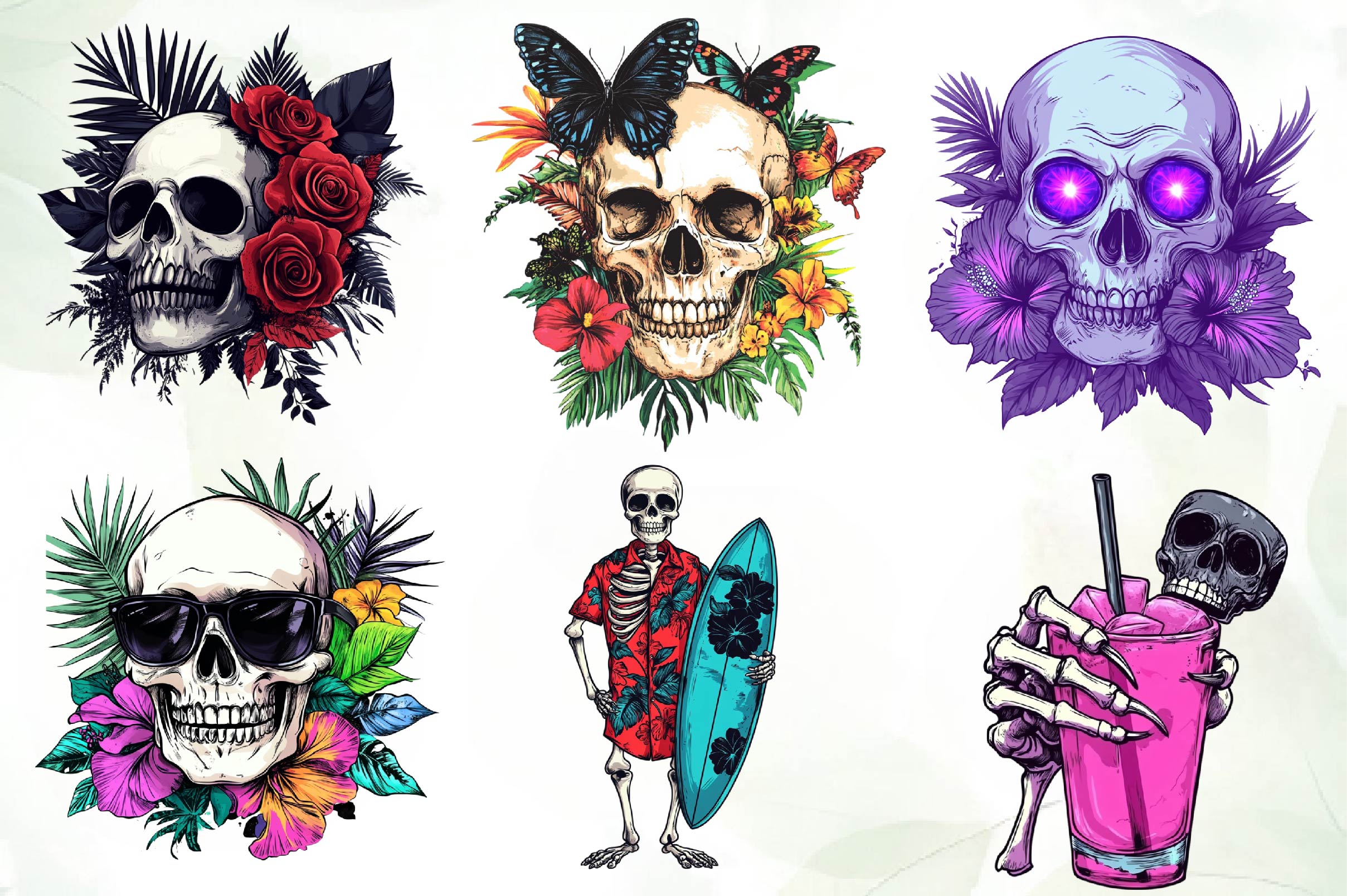 Summer Gothic Skull Clipart Bundle - CraftNest - Digital Crafting and Art
