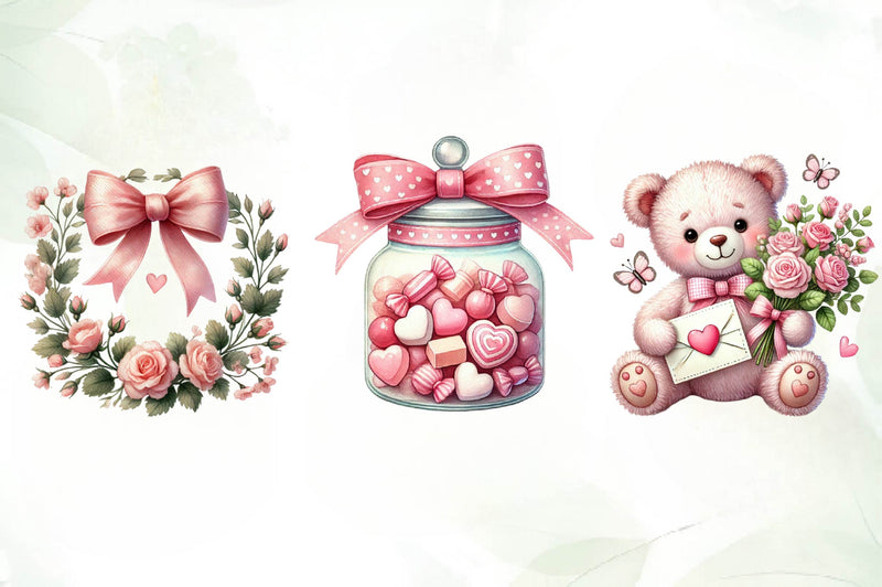 Pink Pastel Valentines Day Clipart Bundle - CraftNest - Digital Crafting and Art