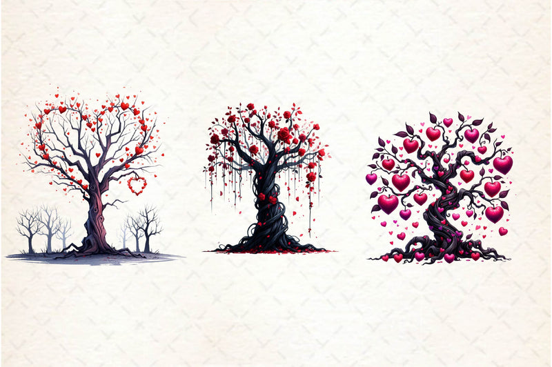 Valentine Gothic Trees Clipart Bundle - CraftNest - Digital Crafting and Art