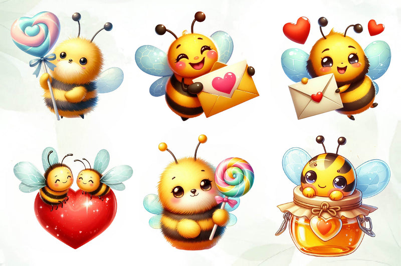 Cute Bee In Love Clipart Bundle - CraftNest - Digital Crafting and Art