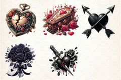Gothic Valentine's Day Clipart Bundle 2 - CraftNest - Digital Crafting and Art