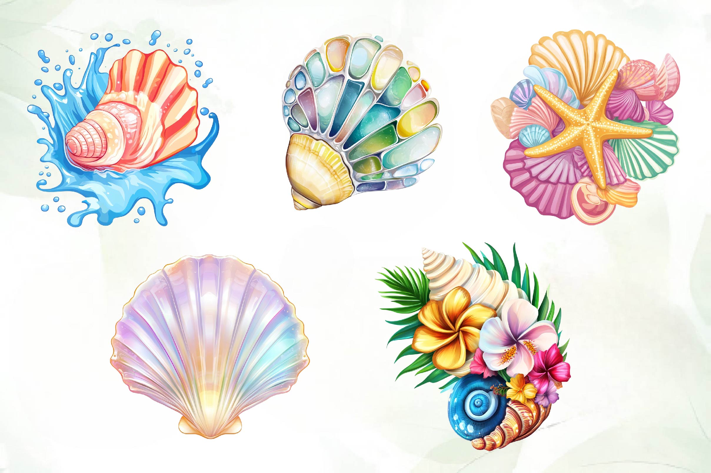 Summer Seashell Clipart Bundle - CraftNest - Digital Crafting and Art