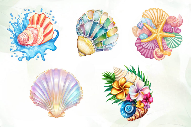 Summer Seashell Clipart Bundle - CraftNest - Digital Crafting and Art