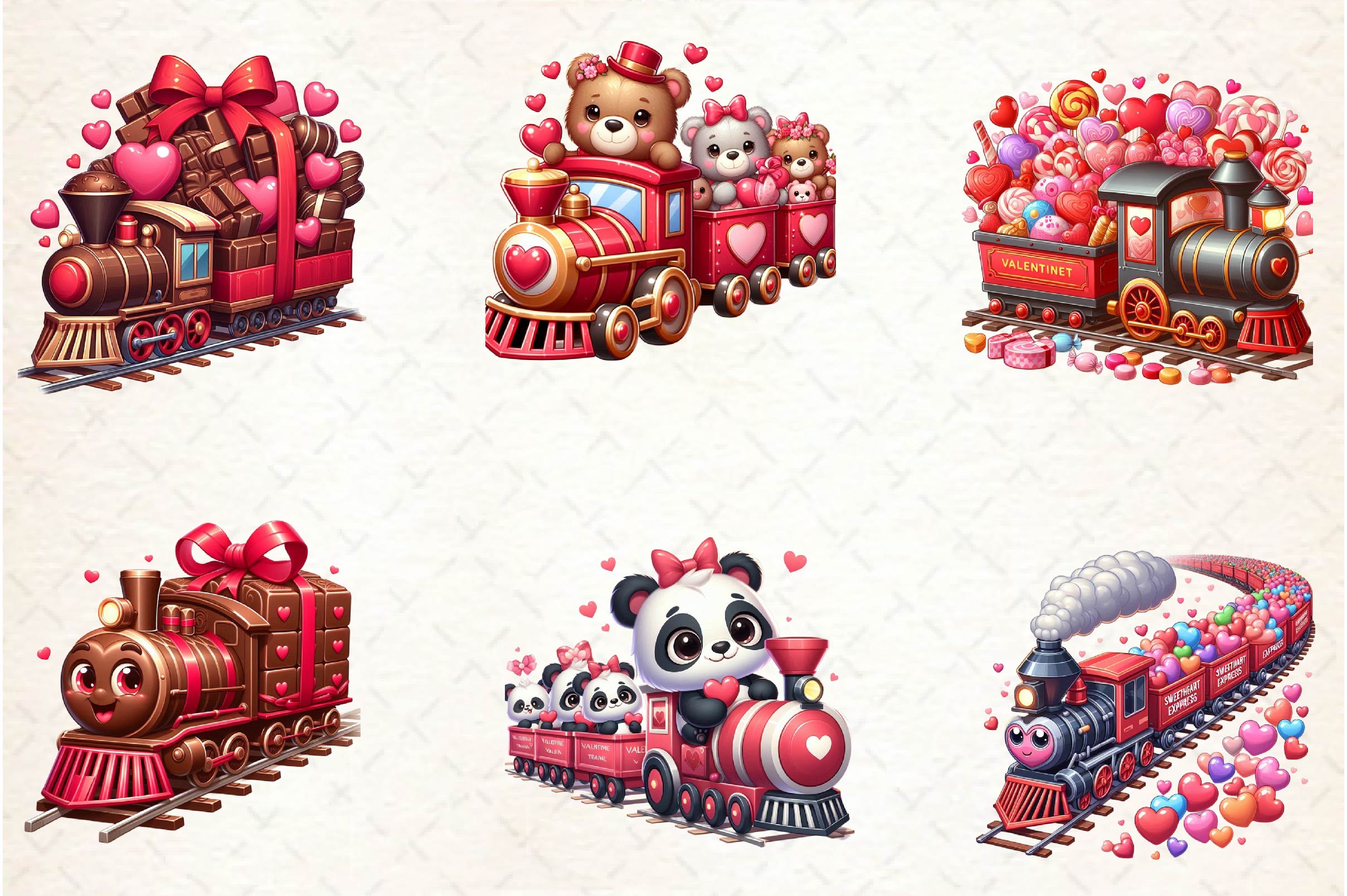 Valentines Day Train Clipart Bundle - CraftNest - Digital Crafting and Art