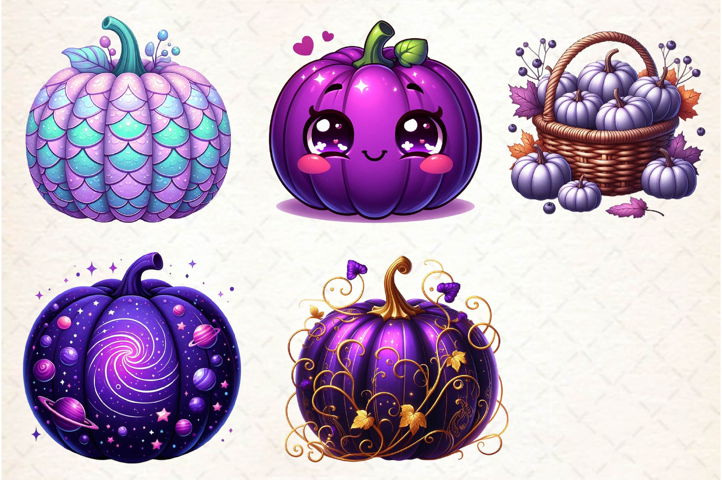 Violet Pumpkins Clipart Bundle - CraftNest - Digital Crafting and Art