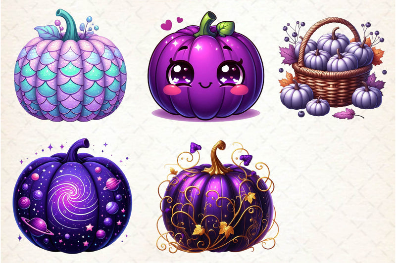 Violet Pumpkins Clipart Bundle - CraftNest - Digital Crafting and Art