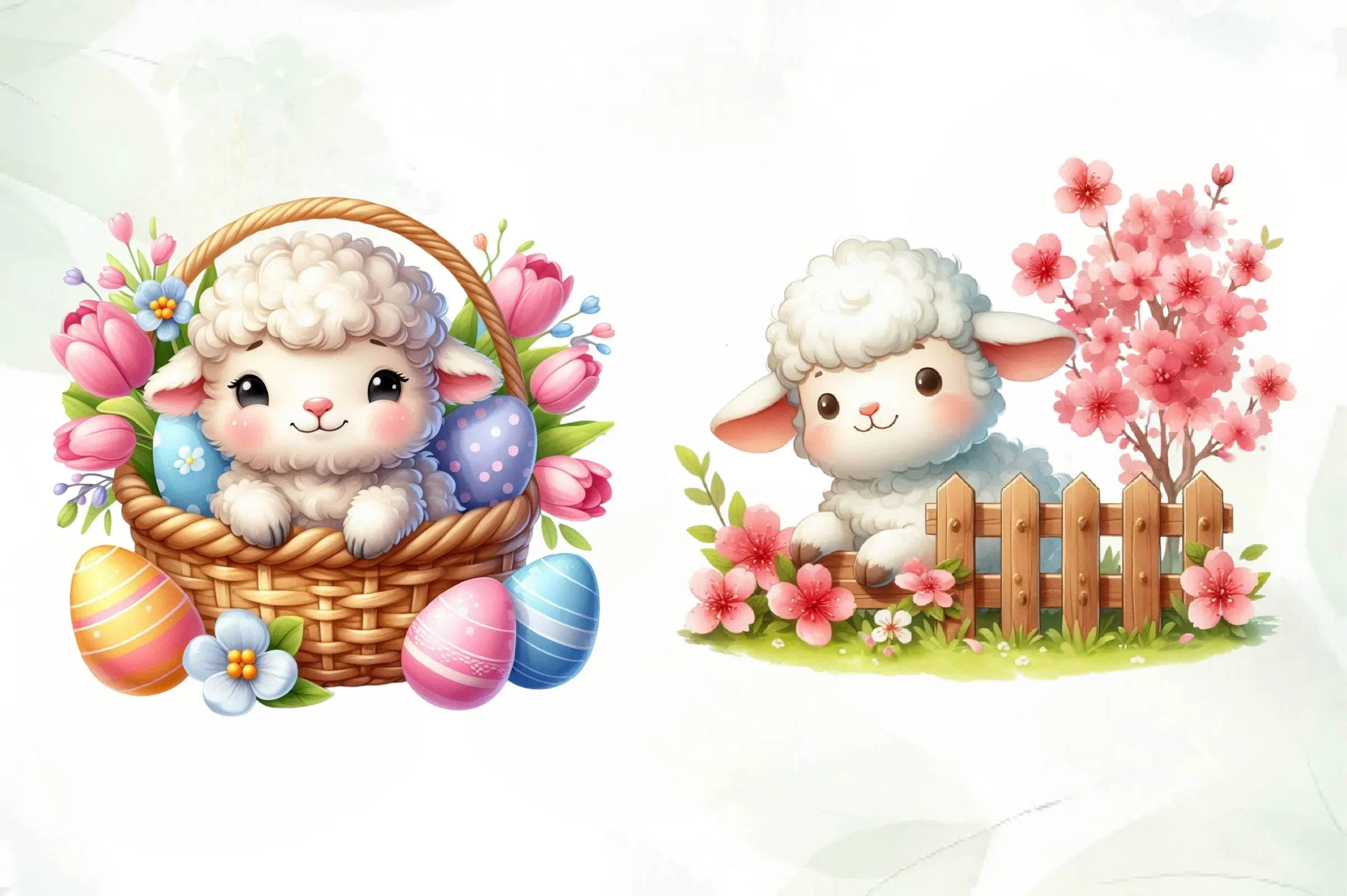 Cute Spring Sheep Clipart Bundle - CraftNest - Digital Crafting and Art