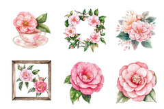 Camellia Flower Bloom Clipart Bundle - CraftNest - Digital Crafting and Art