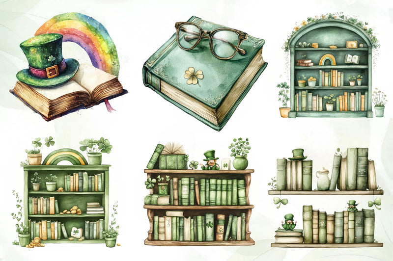 St Patricks Day Reading Clipart Bundle - CraftNest - Digital Crafting and Art