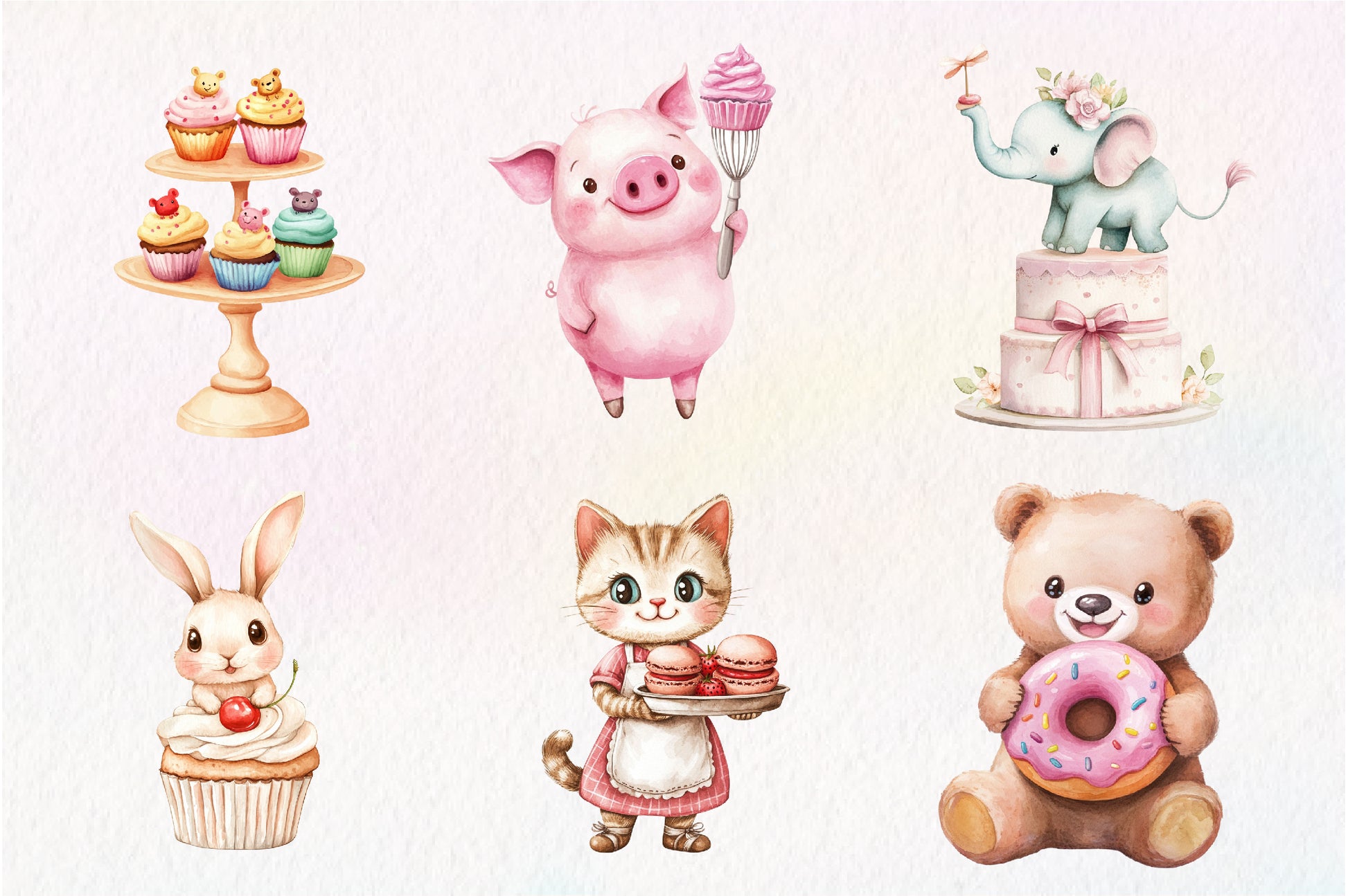 Sweets Cute Bakery Animals Clipart Bundle - CraftNest - Digital Crafting and Art