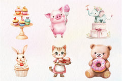 Sweets Cute Bakery Animals Clipart Bundle - CraftNest - Digital Crafting and Art