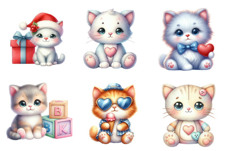 Cute Plush Toy Cat Clipart Bundle - CraftNest - Digital Crafting and Art