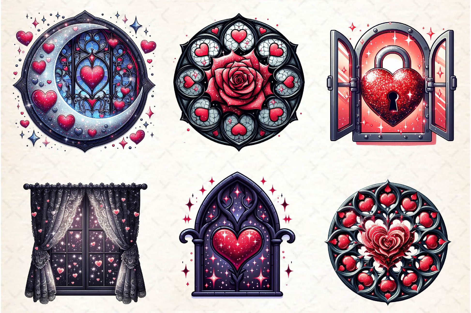 Valentine Gothic Windows Clipart Bundle - CraftNest - Digital Crafting and Art