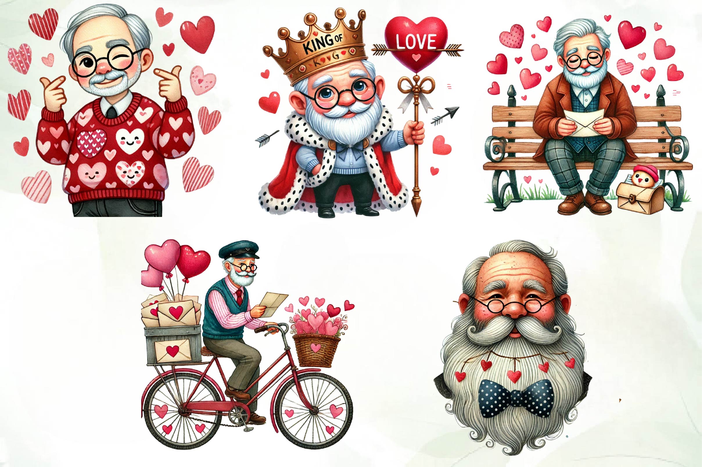 Funny Valentines Grandpa Clipart Bundle - CraftNest - Digital Crafting and Art