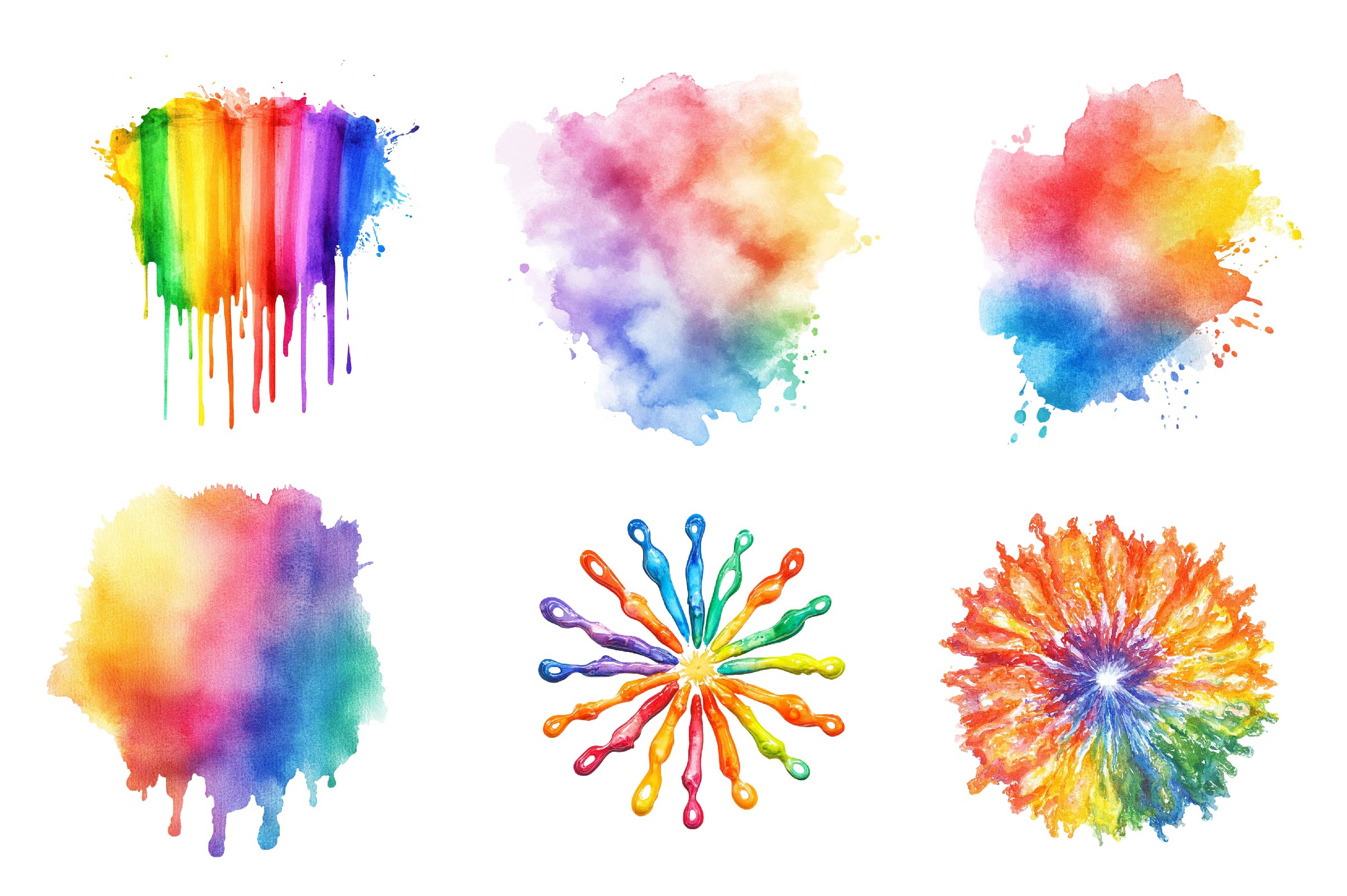 Rainbow Paint Splash Clipart Bundle - CraftNest - Digital Crafting and Art