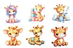 Cute Plush Toy Baby Giraffe Clipart Bundle - CraftNest - Digital Crafting and Art