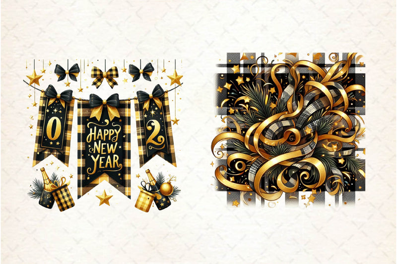 Golden And Black New Year Clipart Bundle - CraftNest - Digital Crafting and Art