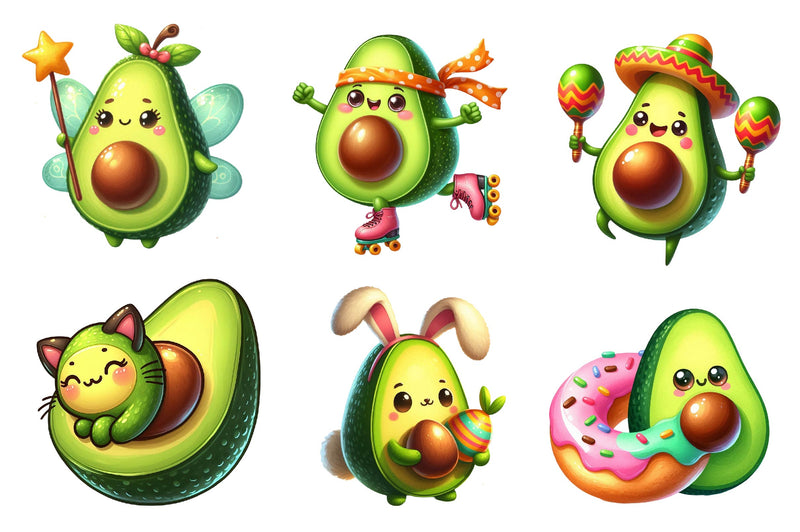 Cute Avocado Clipart Bundle - CraftNest - Digital Crafting and Art