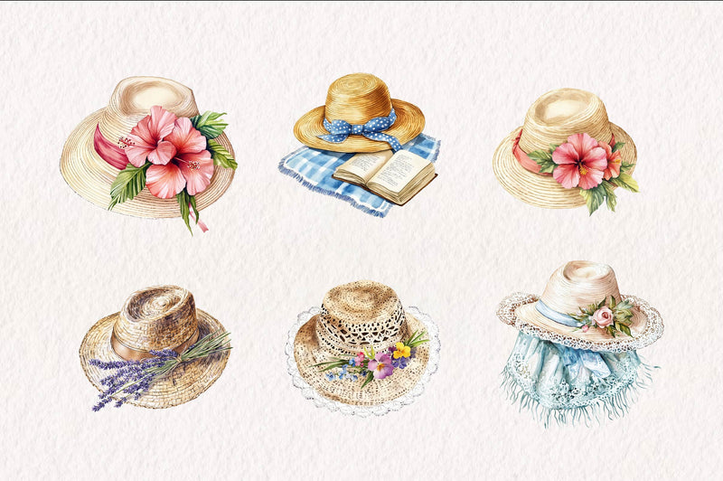 Summer Beach Sunhat Clipart Bundle - CraftNest - Digital Crafting and Art