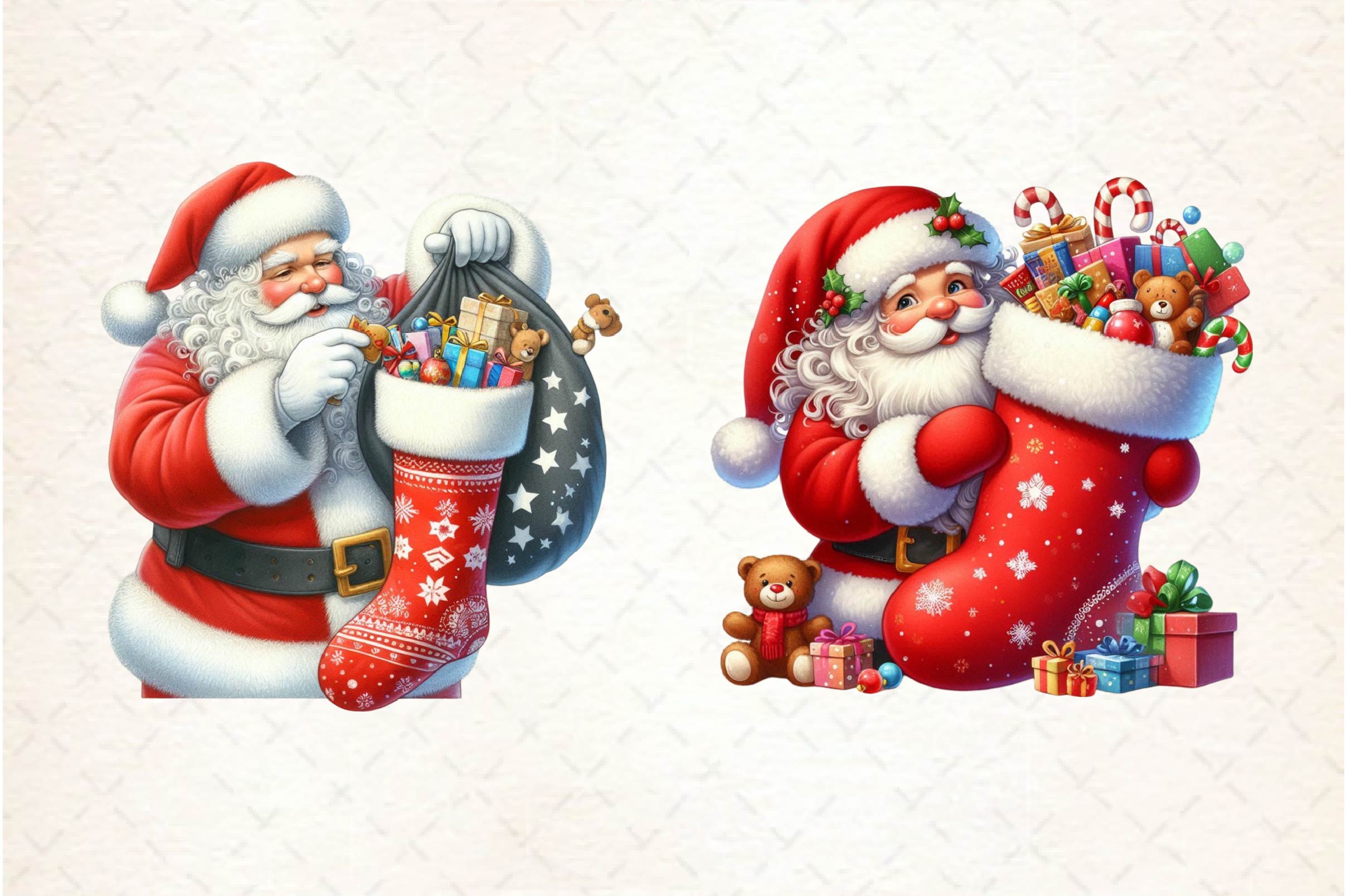 Christmas Stocking Santa Clipart Bundle - CraftNest - Digital Crafting and Art