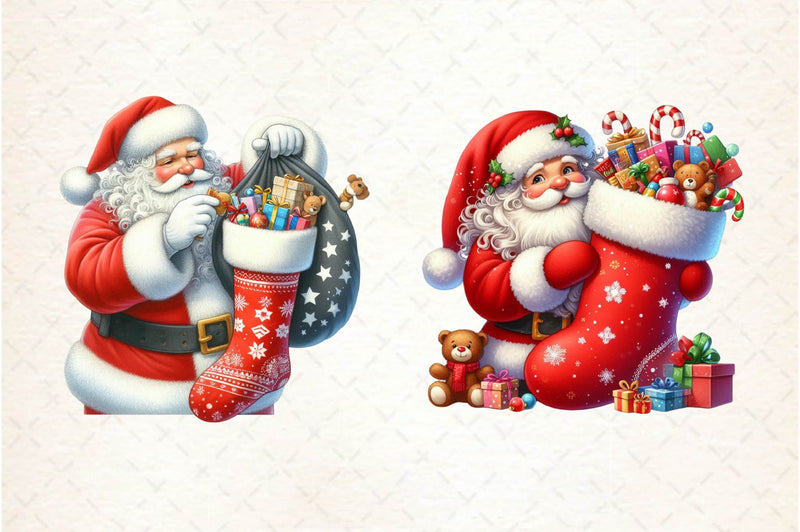 Christmas Stocking Santa Clipart Bundle - CraftNest - Digital Crafting and Art