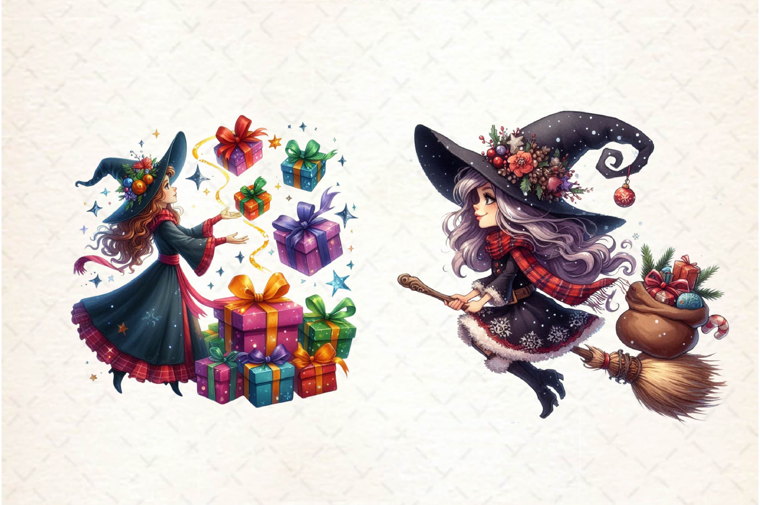 Christmas Witches Clipart Bundle - CraftNest - Digital Crafting and Art