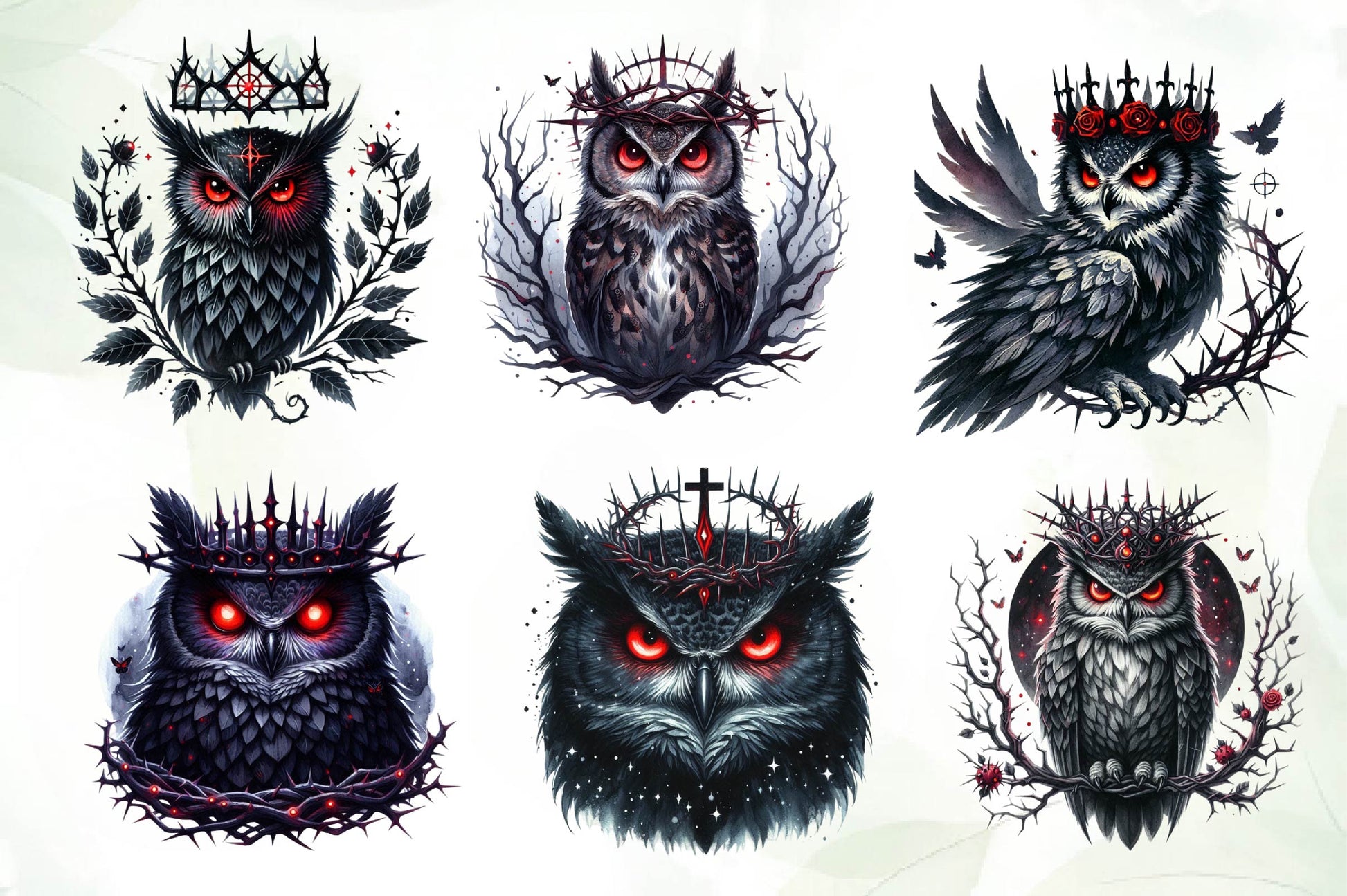 Gothic Owls Clipart Bundle 1 - CraftNest - Digital Crafting and Art