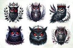 Gothic Owls Clipart Bundle 1 - CraftNest - Digital Crafting and Art
