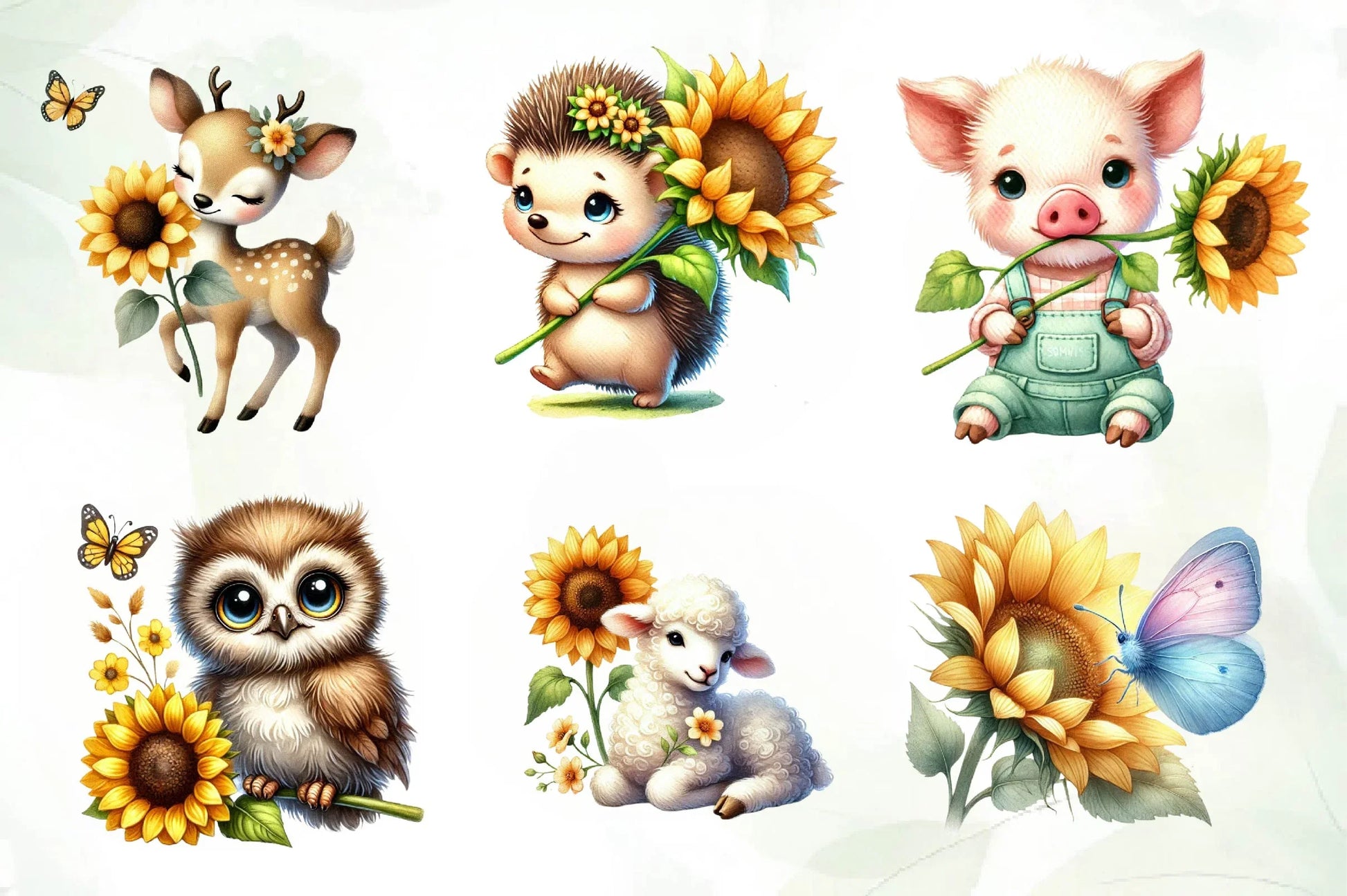 Spring Animal Sunflowers Clipart Bundle - CraftNest - Digital Crafting and Art