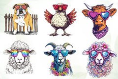 Goofy Farm Animals With Sunglasses Clipart Bundle - CraftNest - Digital Crafting and Art