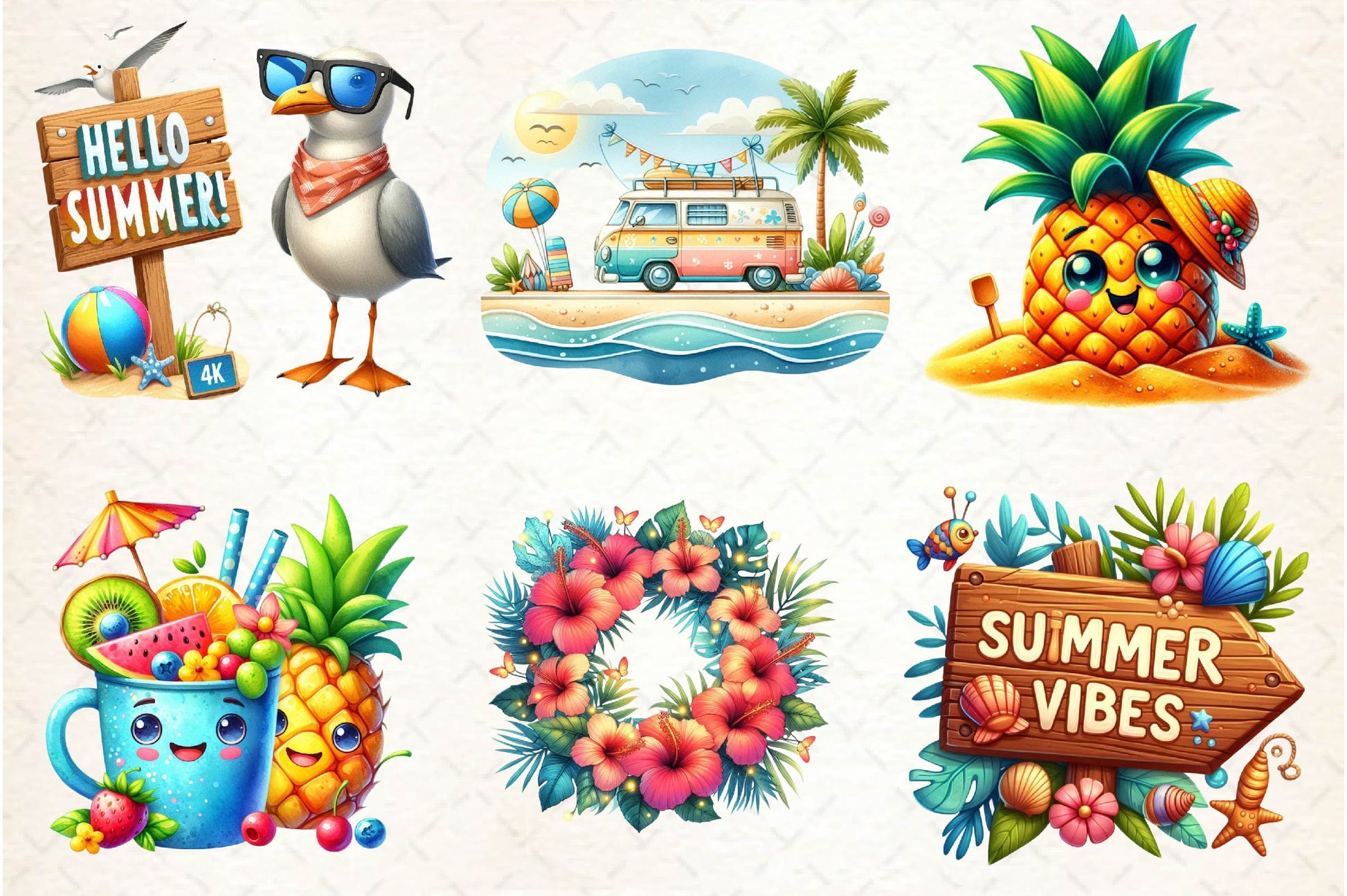 Happy Summer Clipart Bundle - CraftNest - Digital Crafting and Art