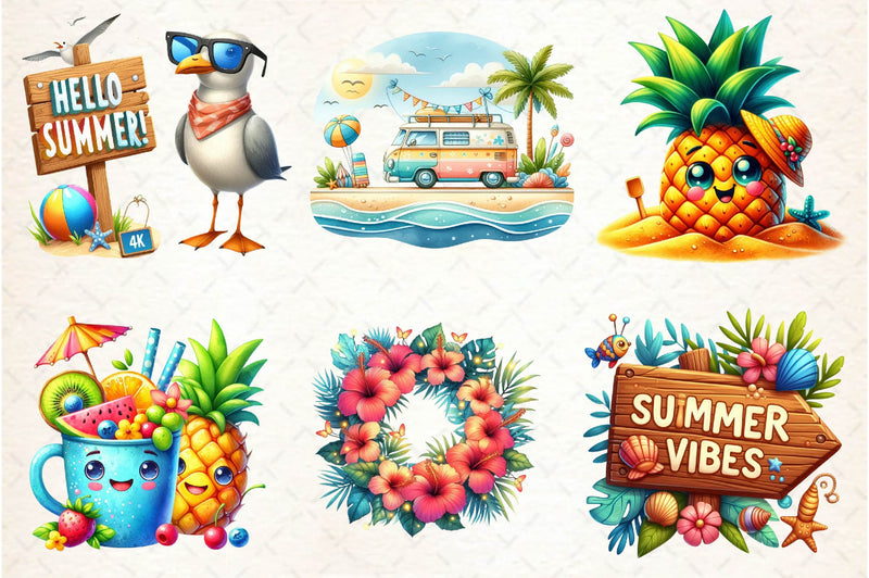 Happy Summer Clipart Bundle - CraftNest - Digital Crafting and Art