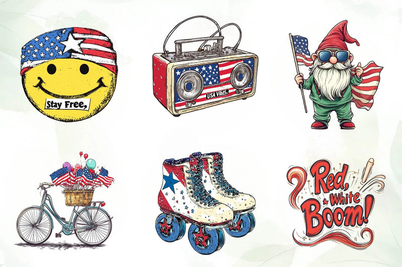 Retro 4th Of July Clipart Bundle - CraftNest - Digital Crafting and Art
