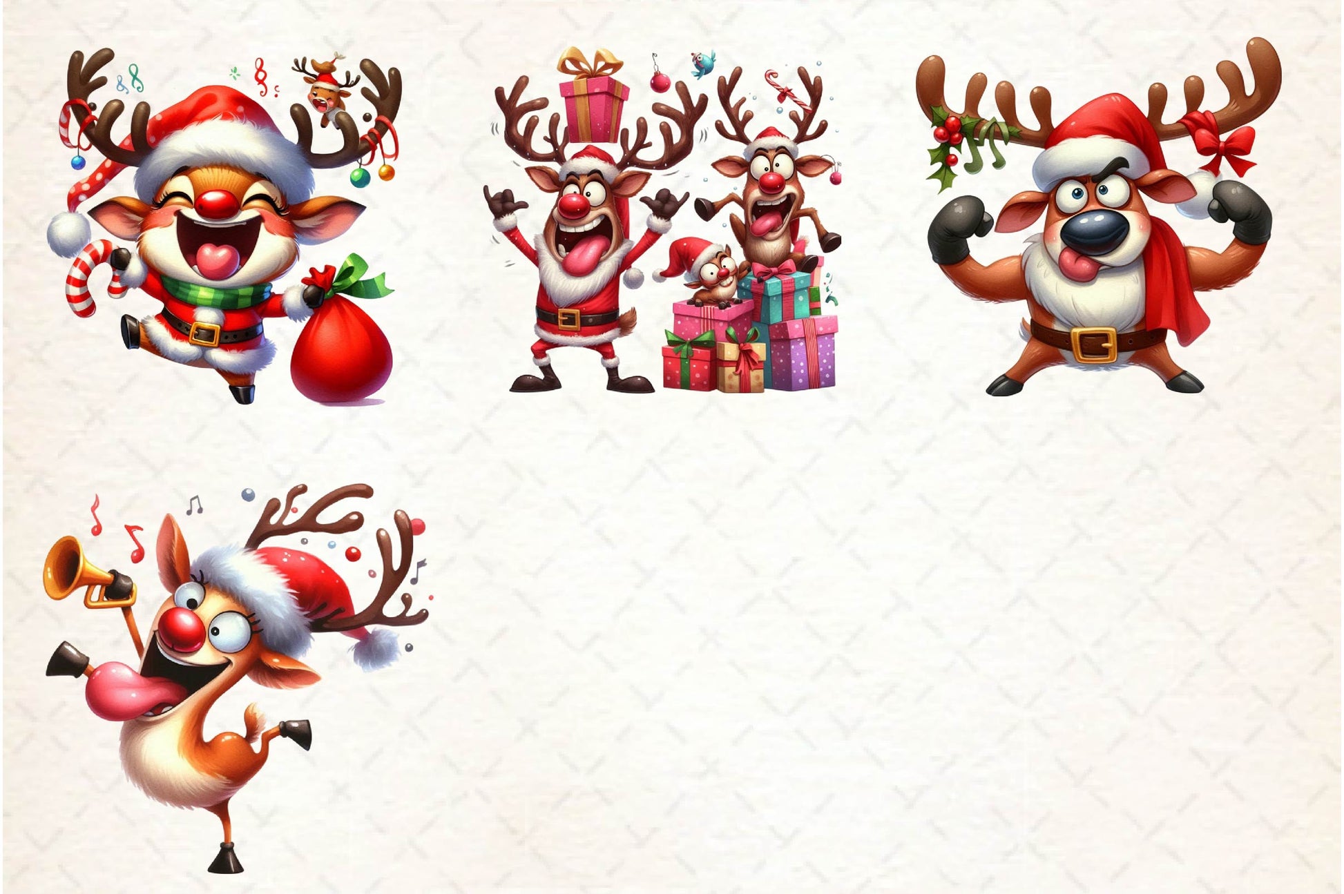 Funny Christmas Deer Clipart Bundle - CraftNest - Digital Crafting and Art