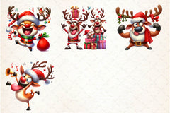 Funny Christmas Deer Clipart Bundle - CraftNest - Digital Crafting and Art