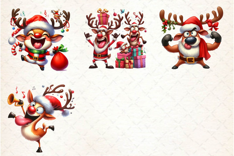 Funny Christmas Deer Clipart Bundle - CraftNest - Digital Crafting and Art