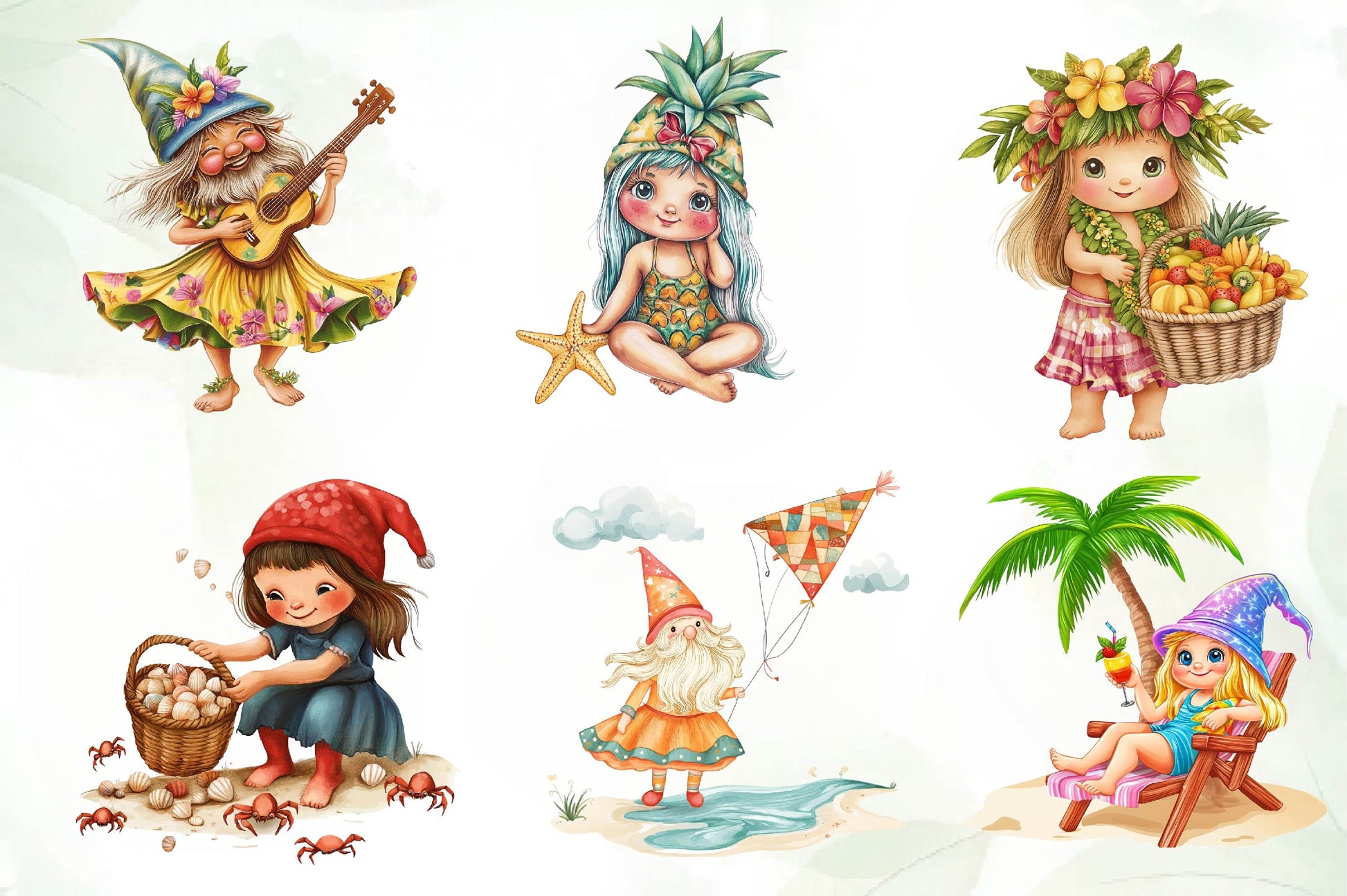 Beach Girl Gnomes Clipart Bundle - CraftNest - Digital Crafting and Art