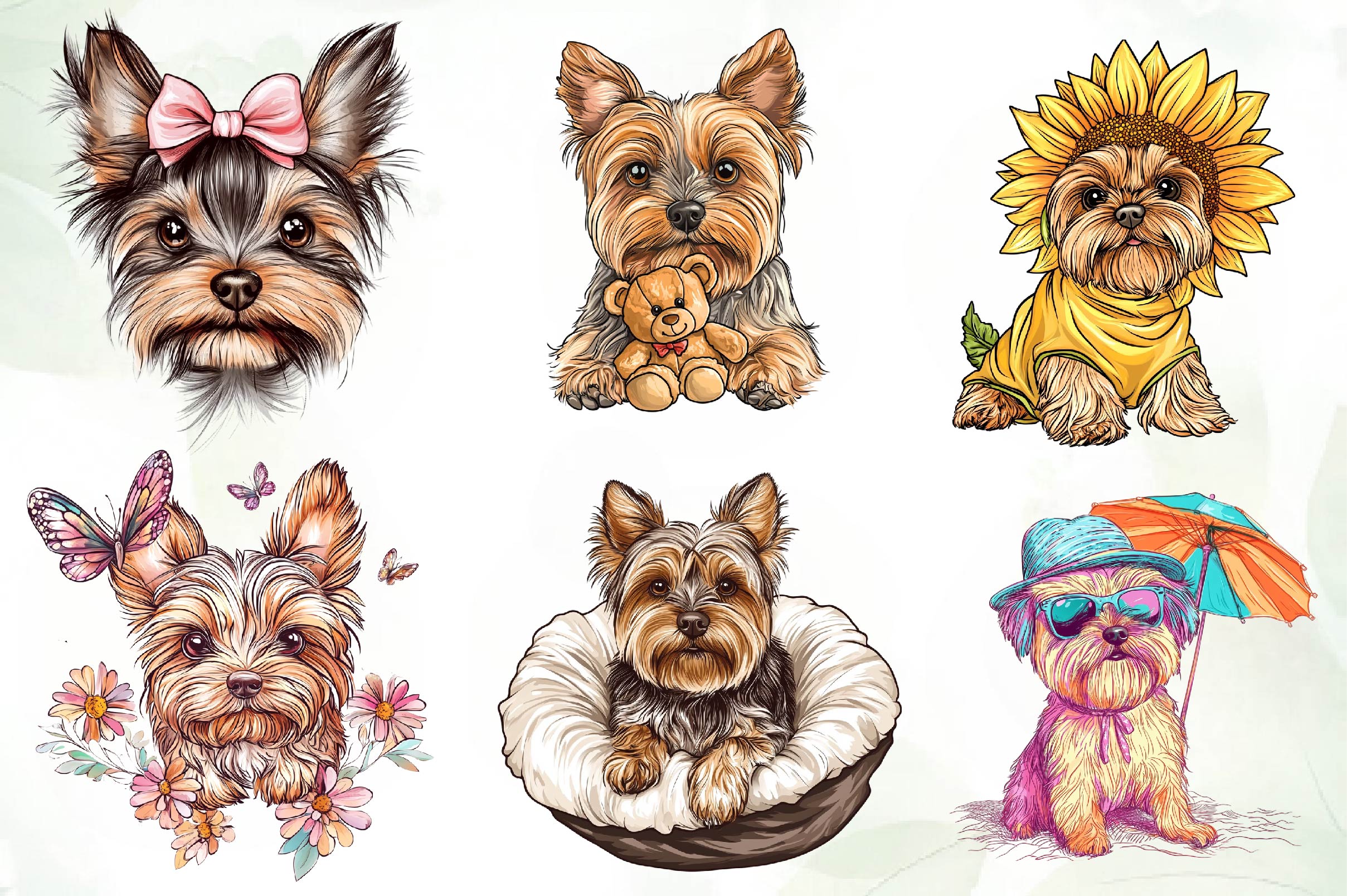 Cute Yorkshire Terrier Clipart Bundle - CraftNest - Digital Crafting and Art