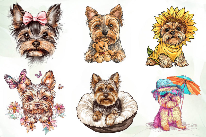 Cute Yorkshire Terrier Clipart Bundle - CraftNest - Digital Crafting and Art