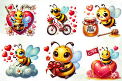 Cute Valentines Day Bee Clipart Bundle - CraftNest - Digital Crafting and Art