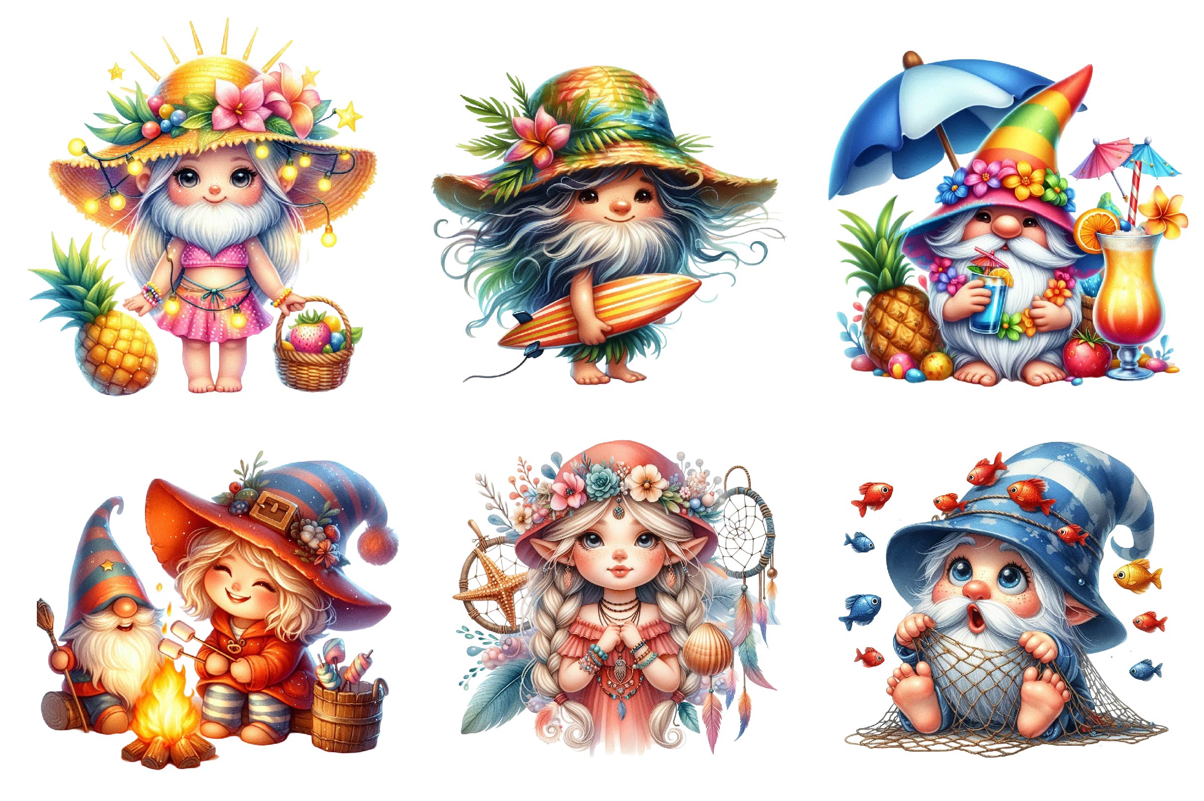 Beach Girl Gnomes Clipart Bundle 2 - CraftNest - Digital Crafting and Art