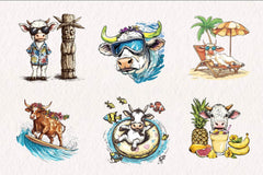 Summer Hawaii Cow Clipart Bundle - CraftNest - Digital Crafting and Art
