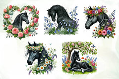 Spring Black Horse Clipart Bundle - CraftNest - Digital Crafting and Art