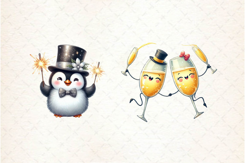 Sparkling New Year Character Clipart Bundle - CraftNest - Digital Crafting and Art