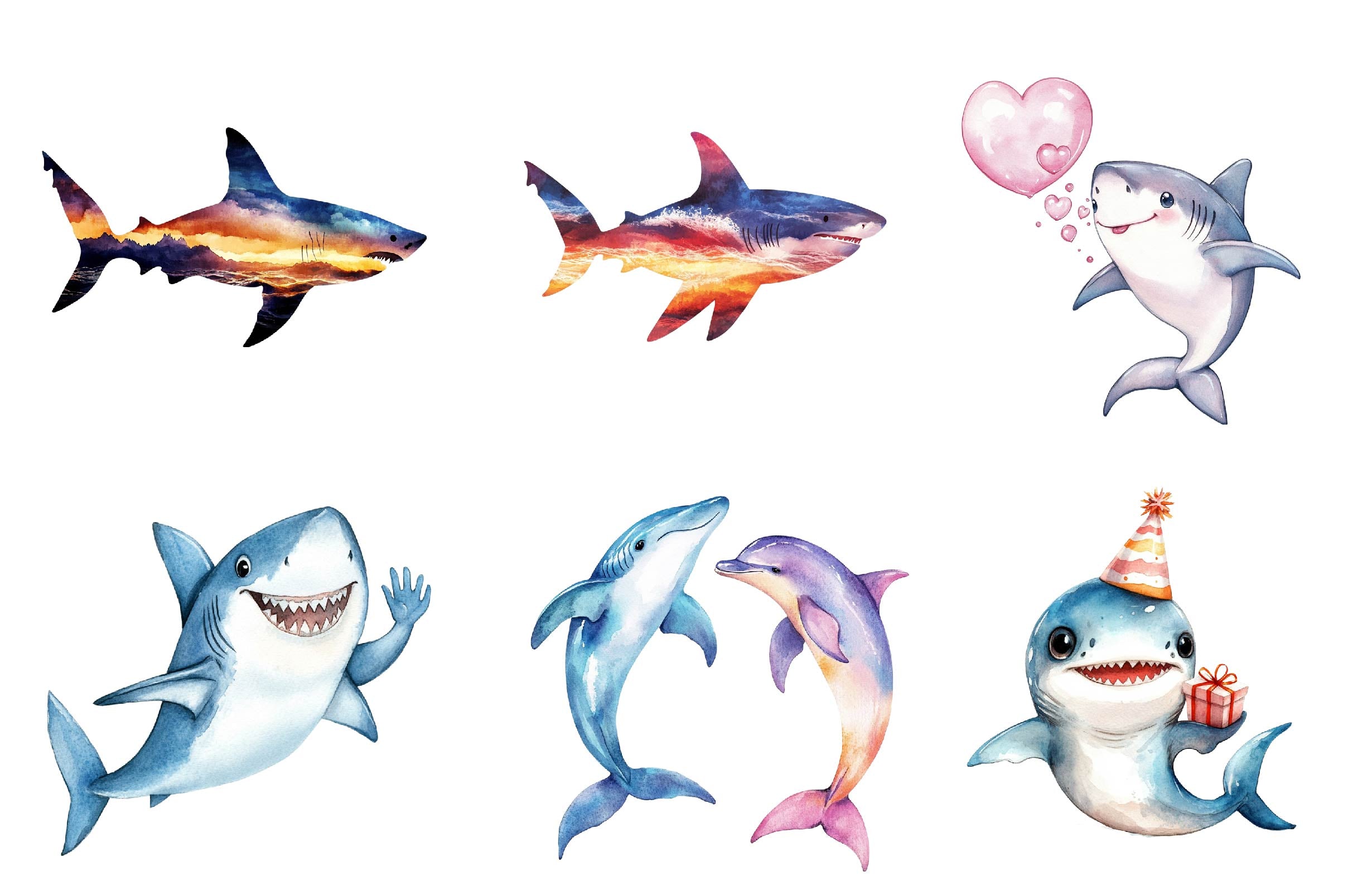 Sharks Clipart Bundle - CraftNest - Digital Crafting and Art